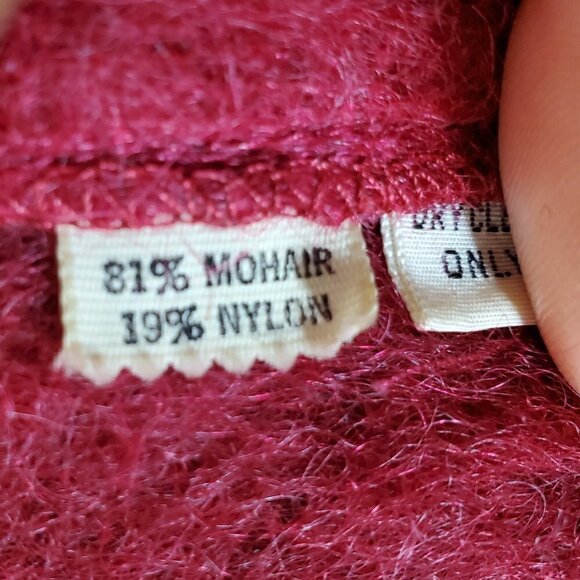 Vintage 80s Helene Sidel Womens 4 Red Mohair Nylon Blend Collared Open Blazer - Picture 4 of 7